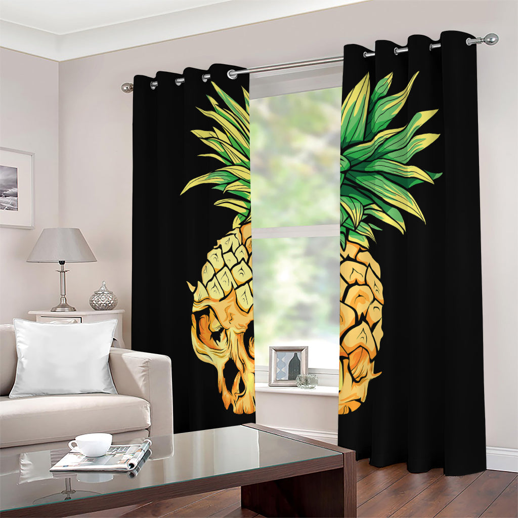 Pineapple Skull Print Blackout Grommet Curtains