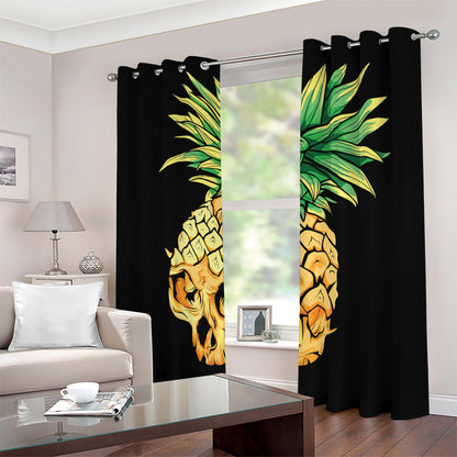 Pineapple Skull Print Blackout Grommet Curtains