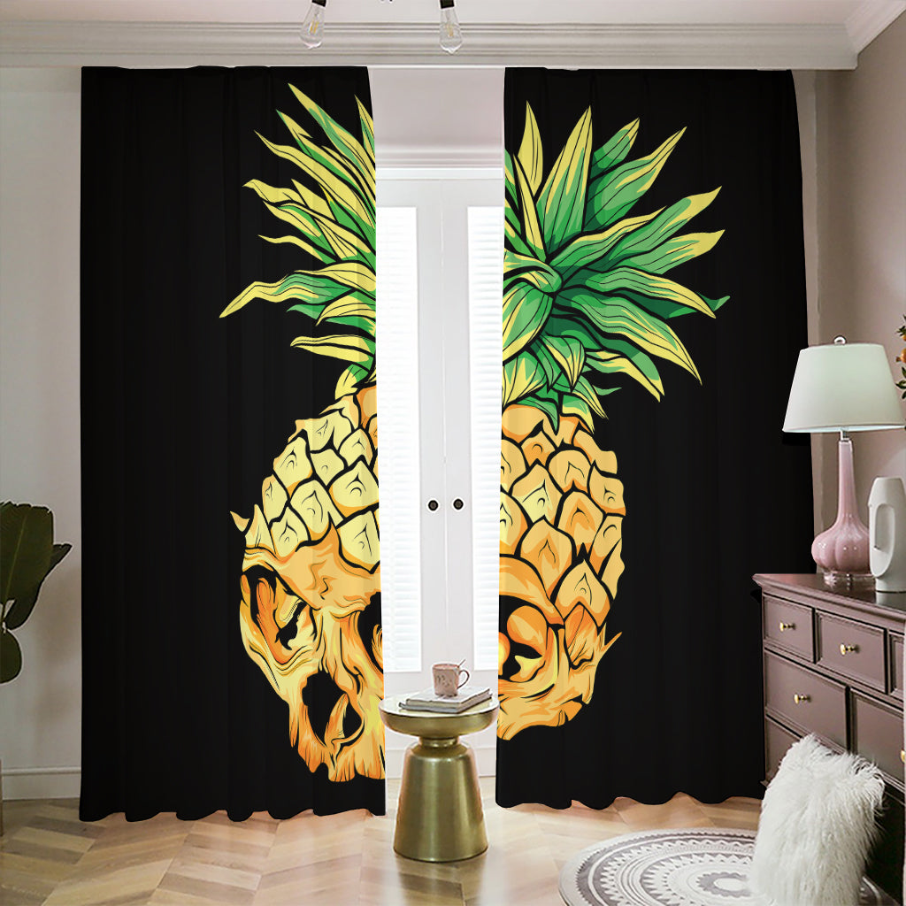 Pineapple Skull Print Blackout Pencil Pleat Curtains