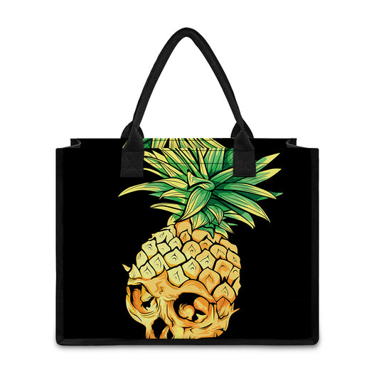 Pineapple Skull Print Canvas Tote Bag