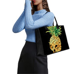 Pineapple Skull Print Canvas Tote Bag