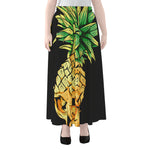 Pineapple Skull Print Chiffon Maxi Skirt