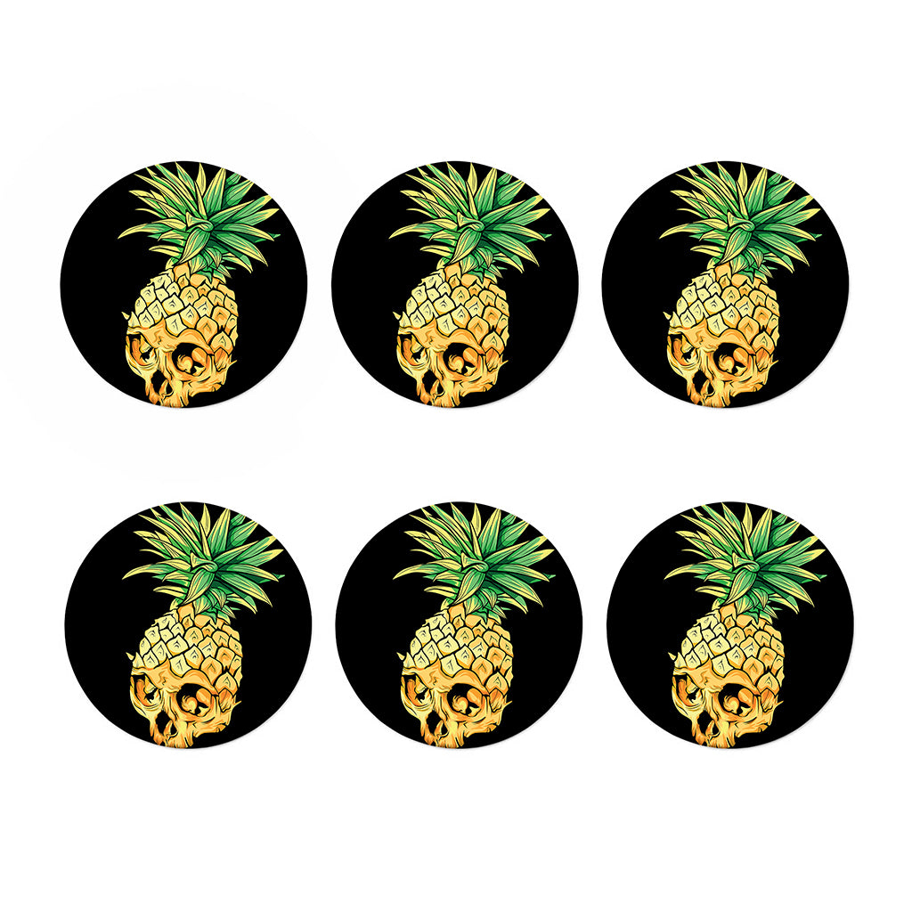 Pineapple Skull Print Coaster Set