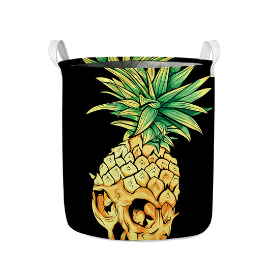 Pineapple Skull Print Collapsible Laundry Basket