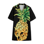 Pineapple Skull Print Cotton Hawaiian Shirt