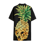 Pineapple Skull Print Cotton Hawaiian Shirt