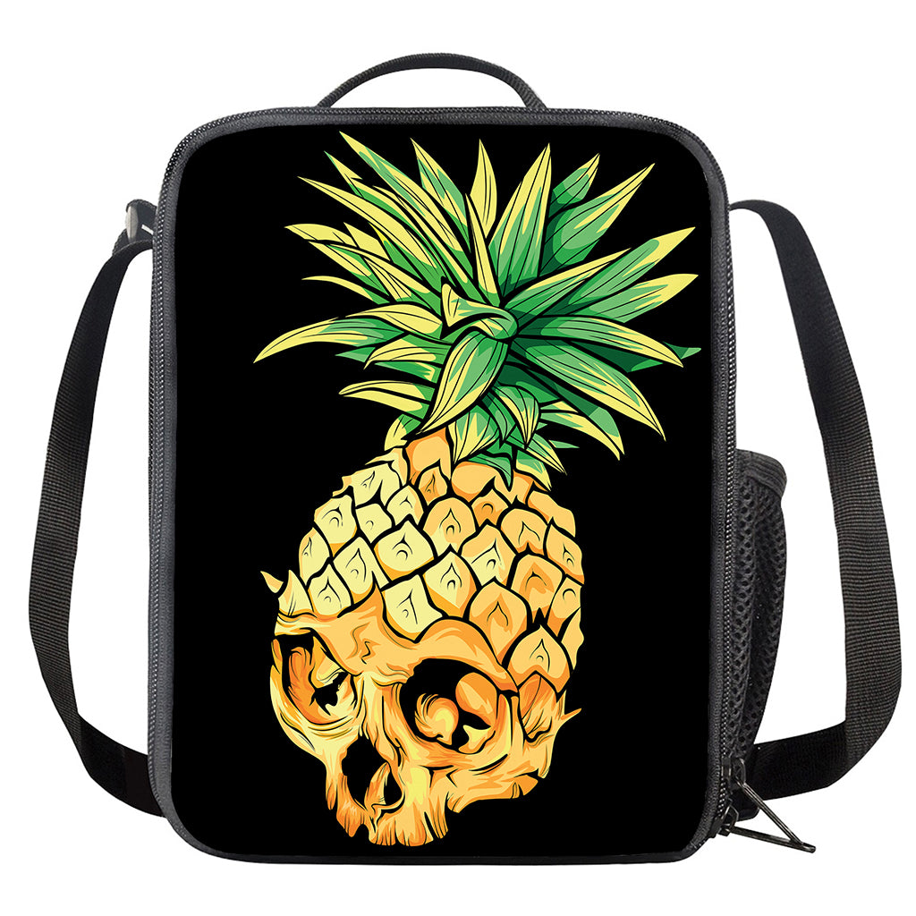 Pineapple Skull Print Crossbody Lunch Bag