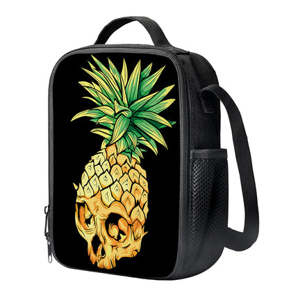 Pineapple Skull Print Crossbody Lunch Bag