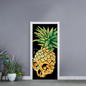 Pineapple Skull Print Door Sticker