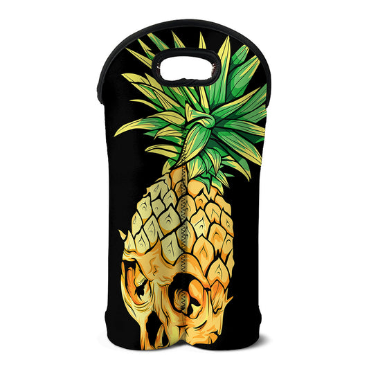 Pineapple Skull Print Double Neoprene Wine Tote