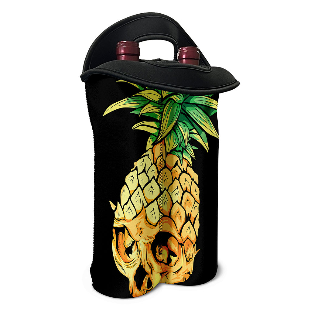 Pineapple Skull Print Double Neoprene Wine Tote