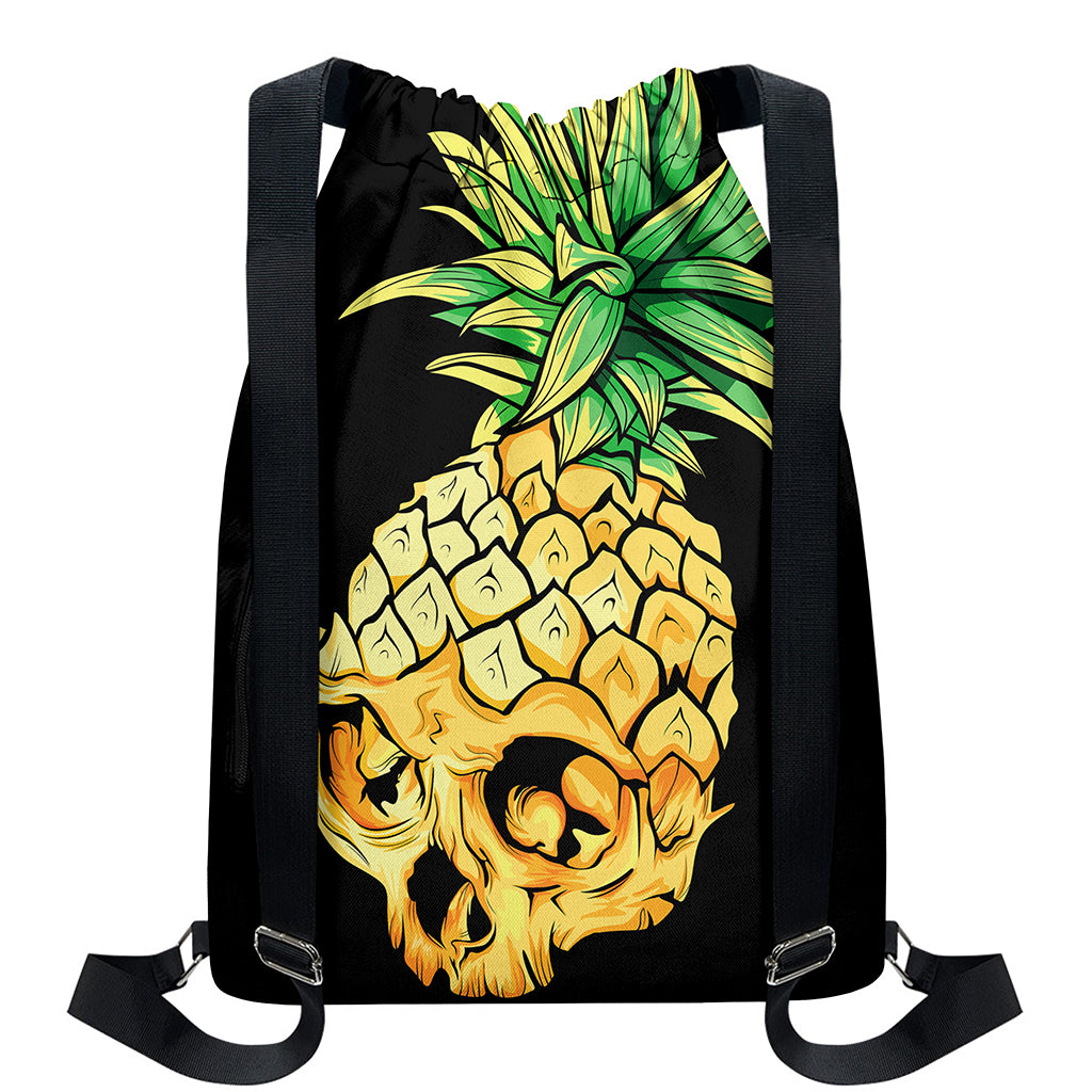 Pineapple Skull Print Drawstring Backpack