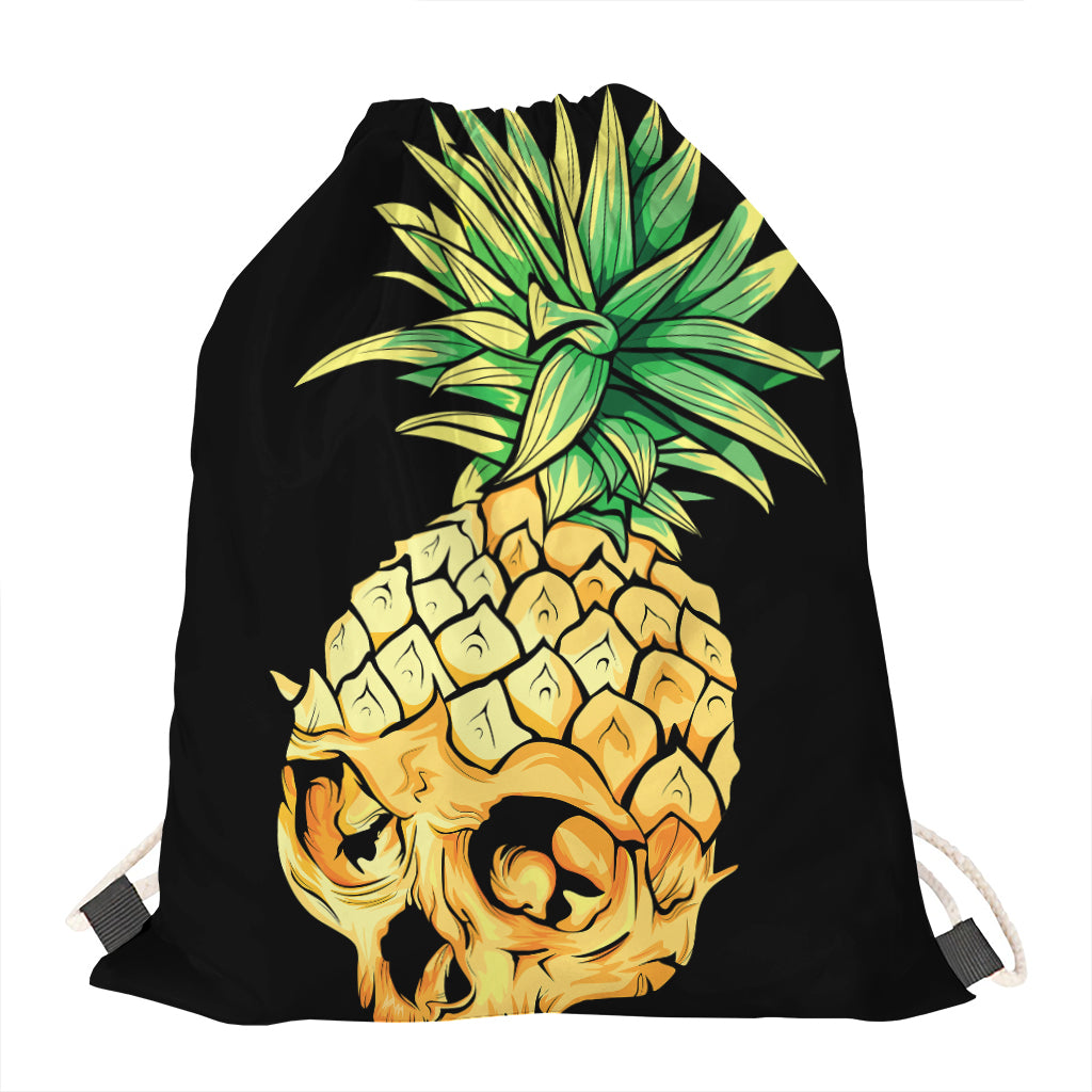 Pineapple Skull Print Drawstring Bag