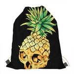 Pineapple Skull Print Drawstring Bag