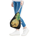 Pineapple Skull Print Drawstring Bag