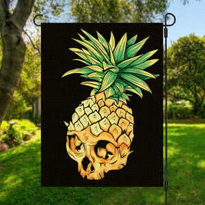 Pineapple Skull Print Garden Flag