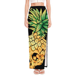 Pineapple Skull Print High Slit Maxi Skirt