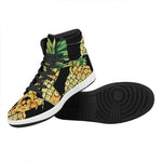 Pineapple Skull Print High Top Leather Sneakers