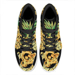 Pineapple Skull Print High Top Leather Sneakers