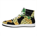 Pineapple Skull Print High Top Leather Sneakers