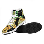 Pineapple Skull Print High Top Leather Sneakers