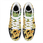 Pineapple Skull Print High Top Leather Sneakers