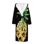 Pineapple Skull Print Hooded Bathrobe