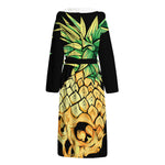 Pineapple Skull Print Hooded Bathrobe