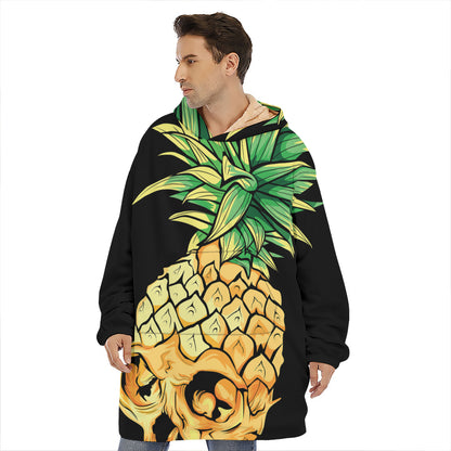 Pineapple Skull Print Hoodie Blanket