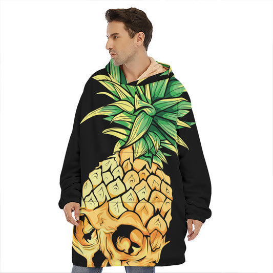 Pineapple Skull Print Hoodie Blanket