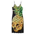 Pineapple Skull Print Jersey Midi Cami Dress