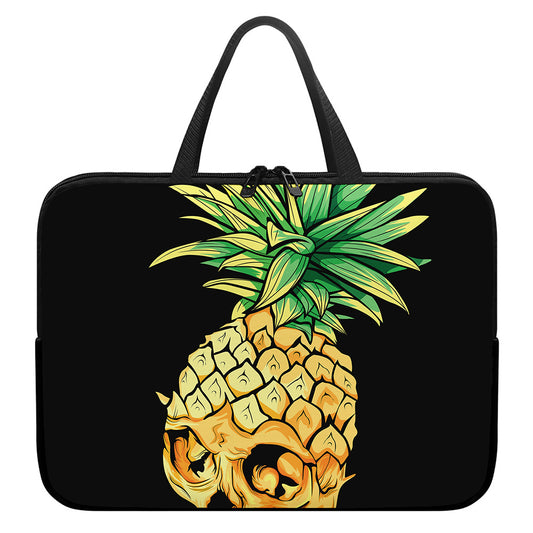 Pineapple Skull Print Laptop Sleeve With Handle