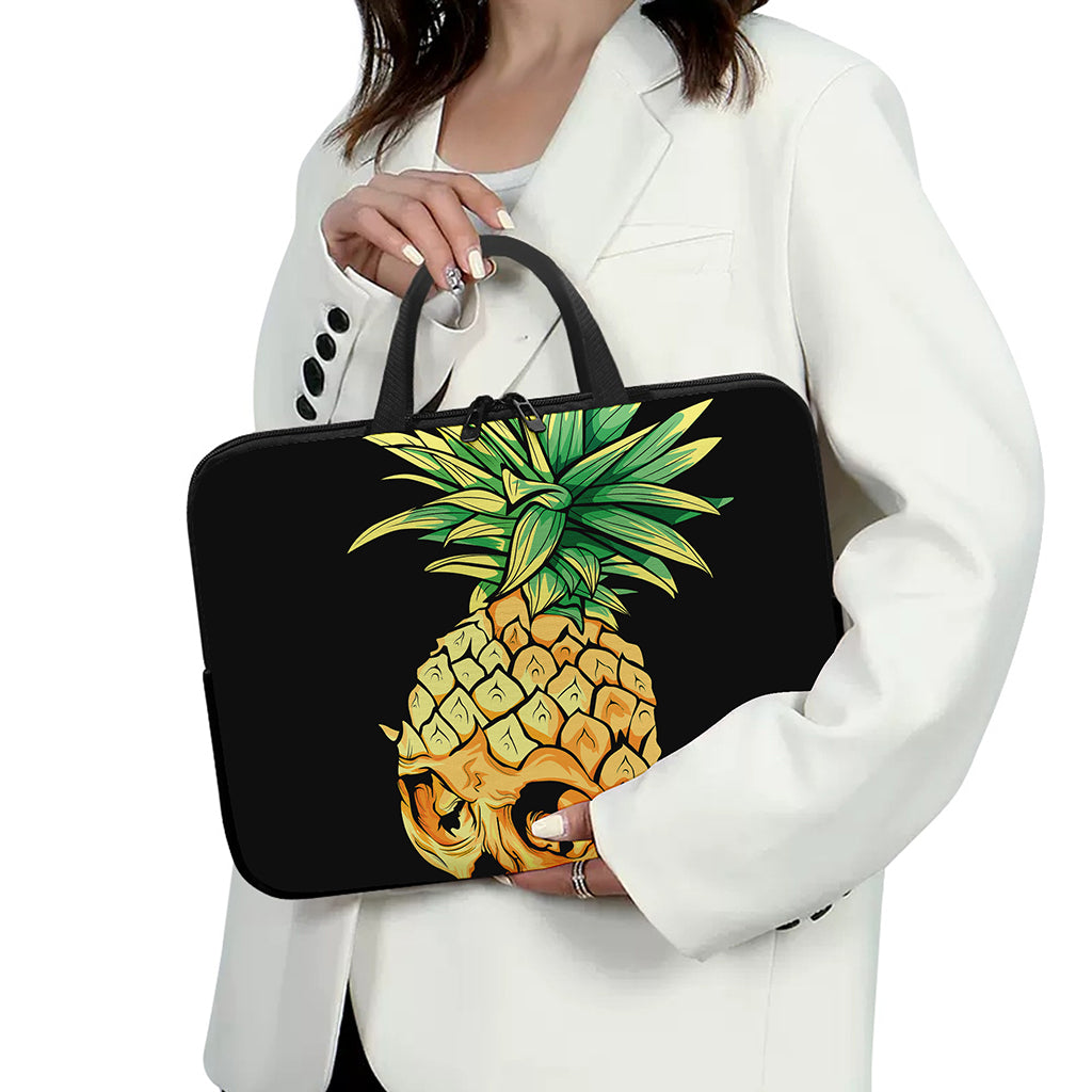 Pineapple Skull Print Laptop Sleeve With Handle