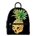 Pineapple Skull Print Leather Backpack