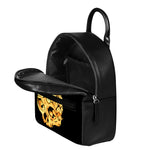 Pineapple Skull Print Leather Backpack