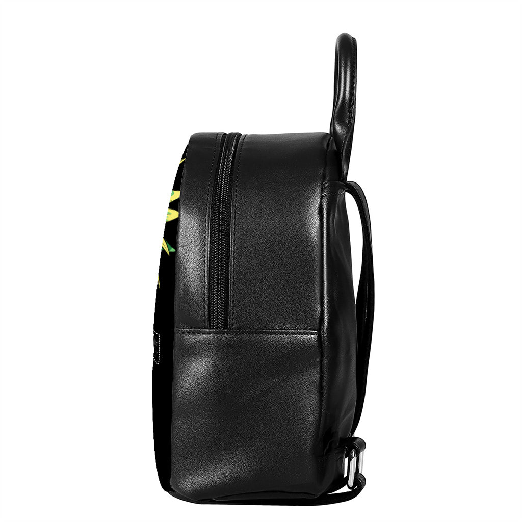 Pineapple Skull Print Leather Backpack