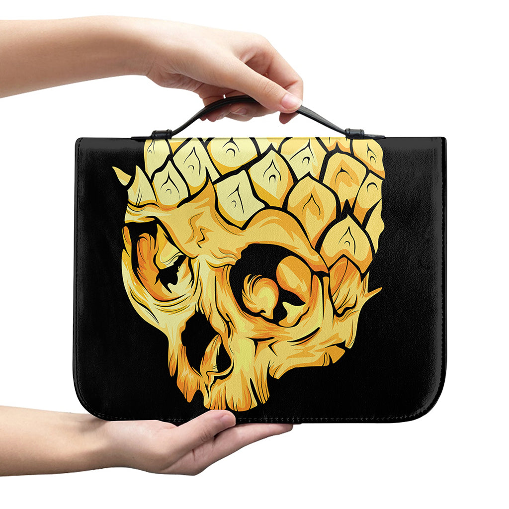Pineapple Skull Print Leather Bible Cover