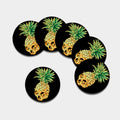 Pineapple Skull Print Leather Coaster Set