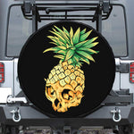 Pineapple Skull Print Leather Spare Tire Cover