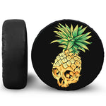 Pineapple Skull Print Leather Spare Tire Cover