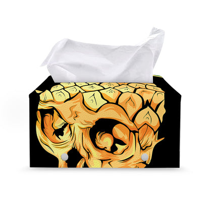 Pineapple Skull Print Leather Tissue Box Cover