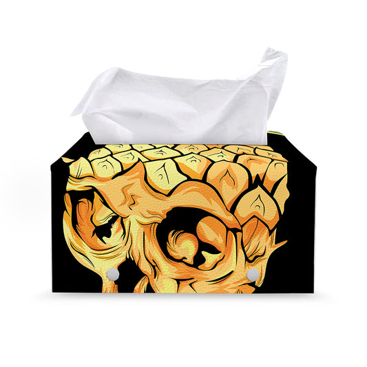 Pineapple Skull Print Leather Tissue Box Cover