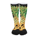 Pineapple Skull Print Long Socks