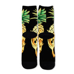 Pineapple Skull Print Long Socks