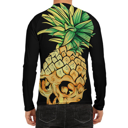 Pineapple Skull Print Men's Long Sleeve Rash Guard
