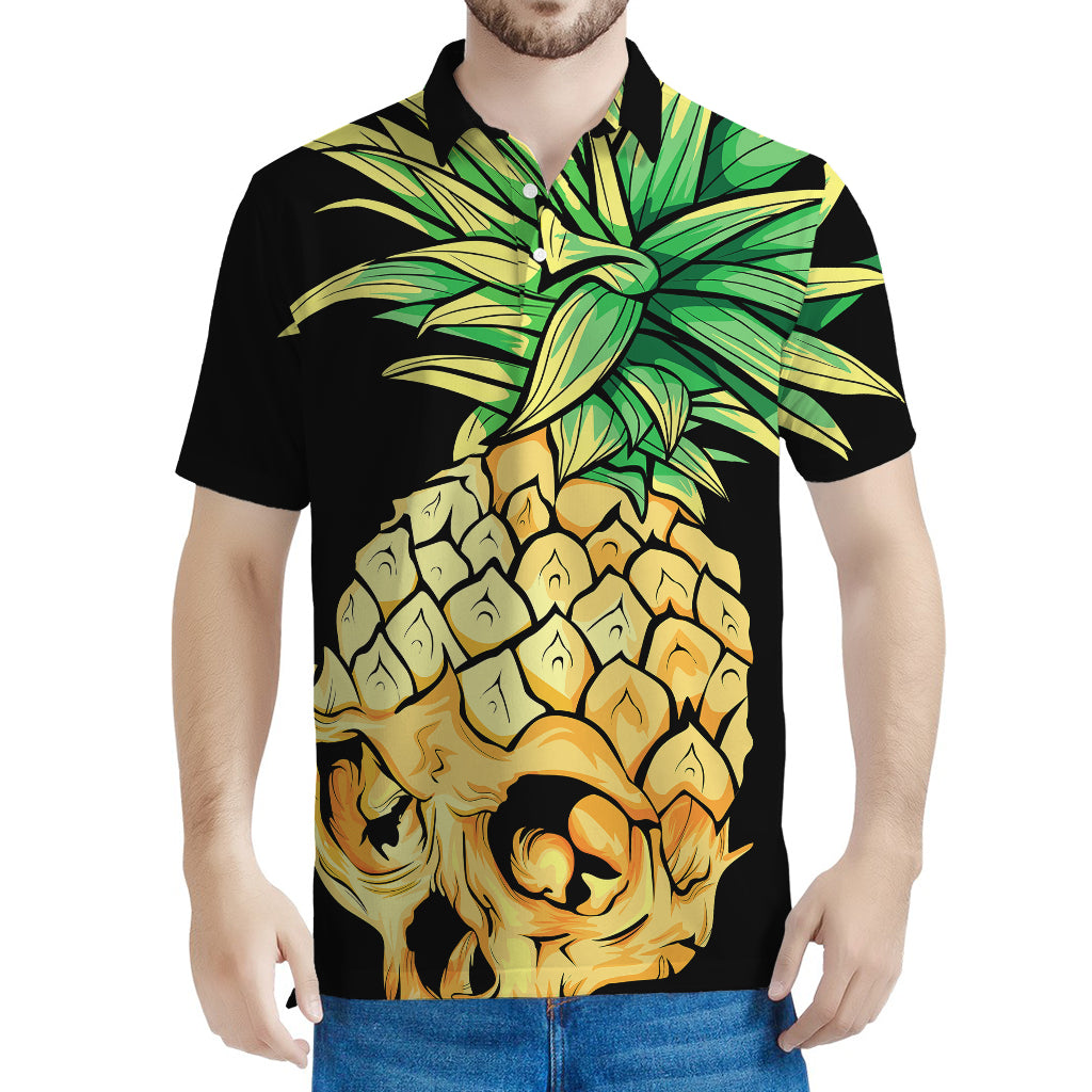 Pineapple Skull Print Men's Polo Shirt