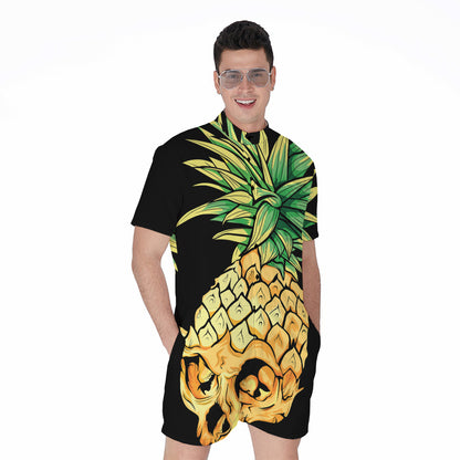 Pineapple Skull Print Men's Rompers