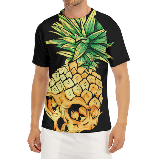Pineapple Skull Print Men's Short Sleeve Rash Guard