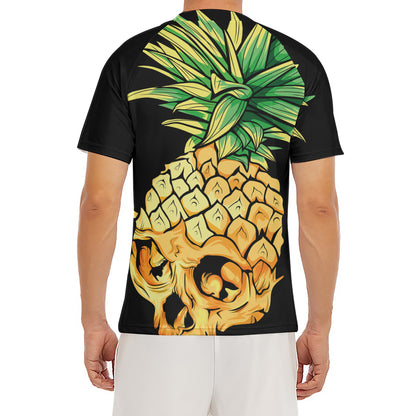 Pineapple Skull Print Men's Short Sleeve Rash Guard