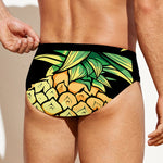 Pineapple Skull Print Men's Swim Briefs